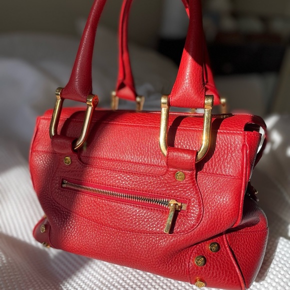 Chopard Red Satchel with Gold Accents NWOT - Picture 5 of 15